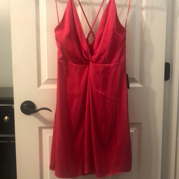 Hot Pink Satin Twist Front Dress | Poshmark